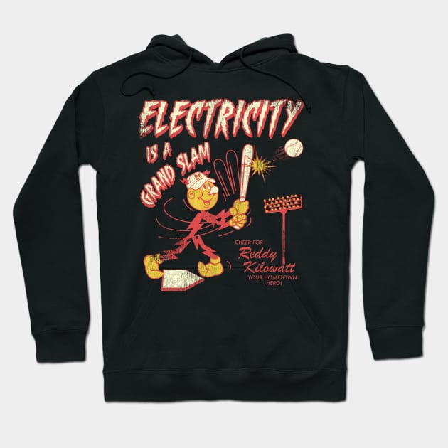 Vintage Distressed Reddy Kilowatt Baseball Hero Hoodie by darklordpug